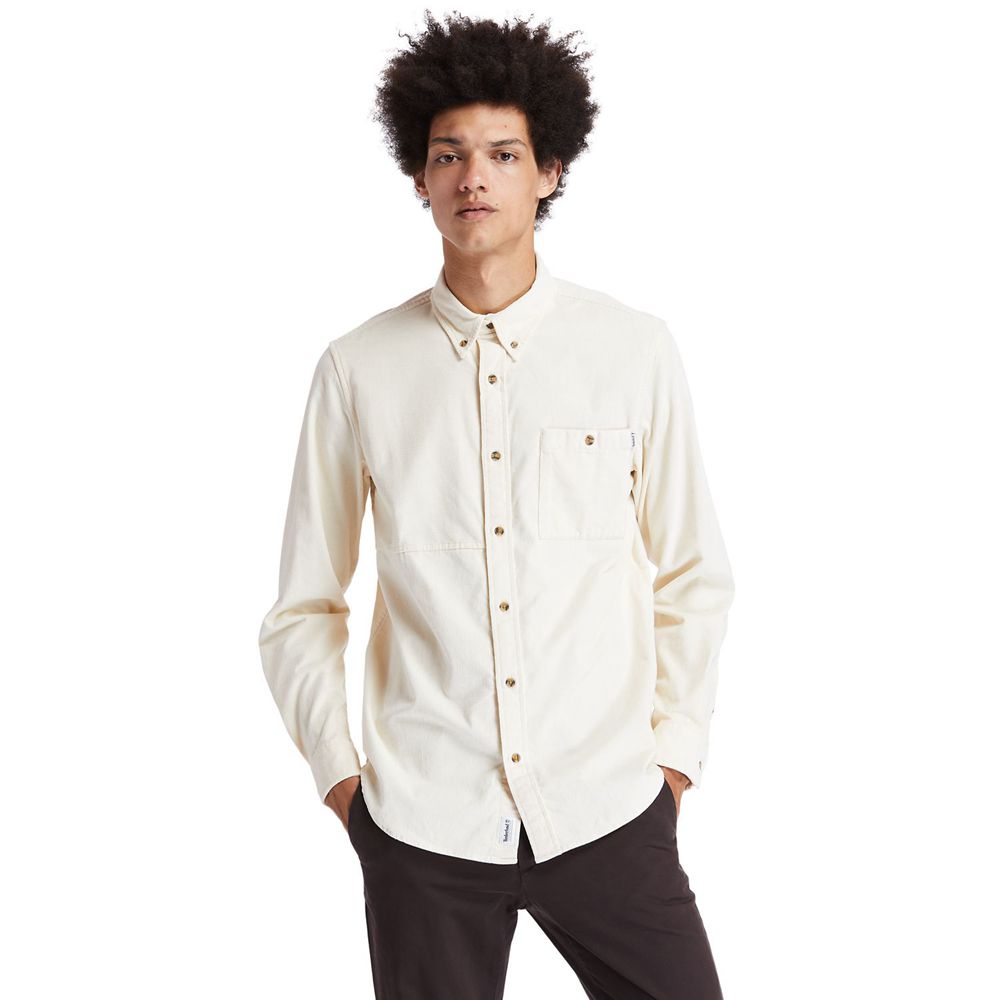 Camisa Timberland Argentina Hombre - Mascoma River Long-Sleeve Corduroy - Blancas - POKHMG-824